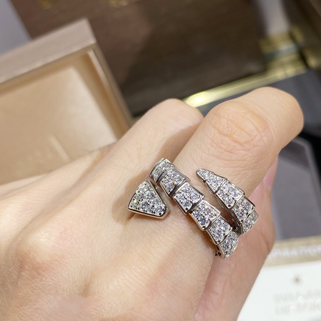 [Stellar Jewelry]SERPENTI DOUBLE RING SILVER DIAMOND PAVED