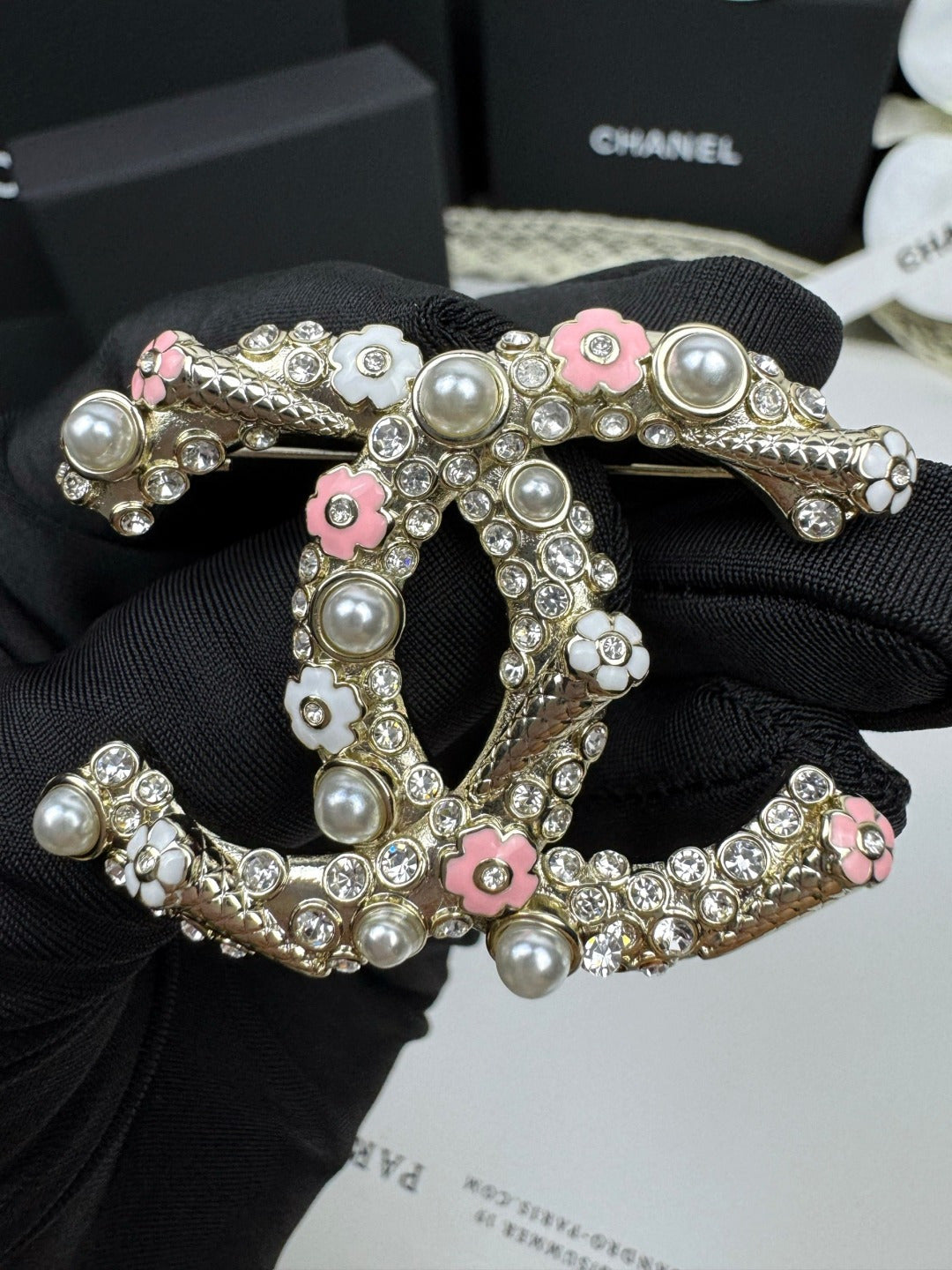 [Stellar Jewelry]26C Pink-White Enamel Ice Cream Cone Double C Brooch