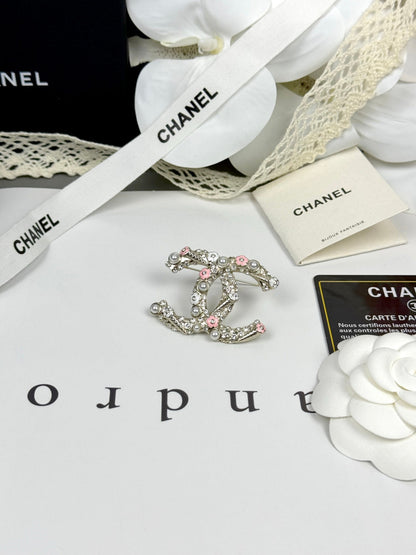 [Stellar Jewelry]26C Pink-White Enamel Ice Cream Cone Double C Brooch