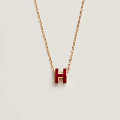 [Stellar Jewelry]HM CLIC RED ENAMEL GOLD NECKLACE