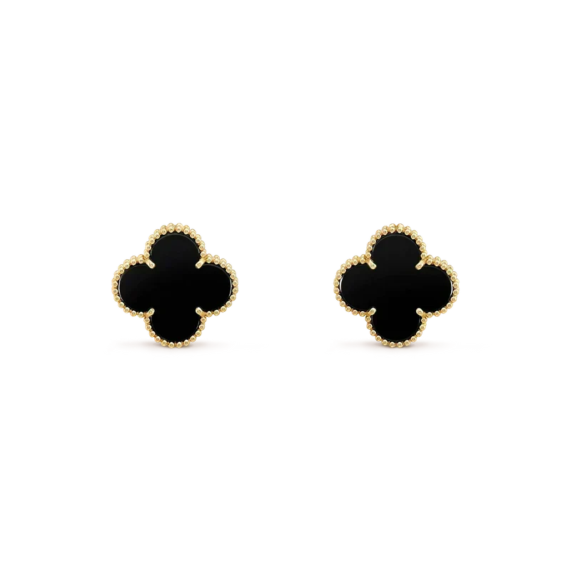 [Stellar Jewelry]CLOVER MEDIUM 1 MOTIFS  ONYX STUD EARRINGS