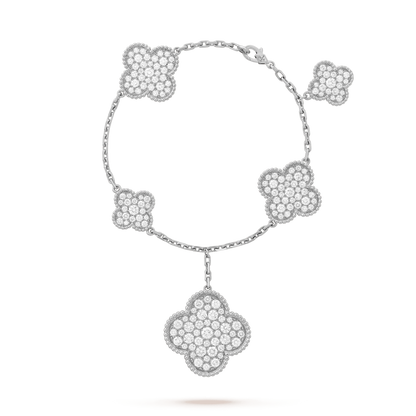 [Stellar Jewelry]CLOVER 6 MOTIFS SILVER DIAMOND BRACELET