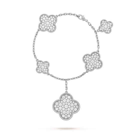 [Stellar Jewelry]CLOVER 6 MOTIFS SILVER DIAMOND BRACELET