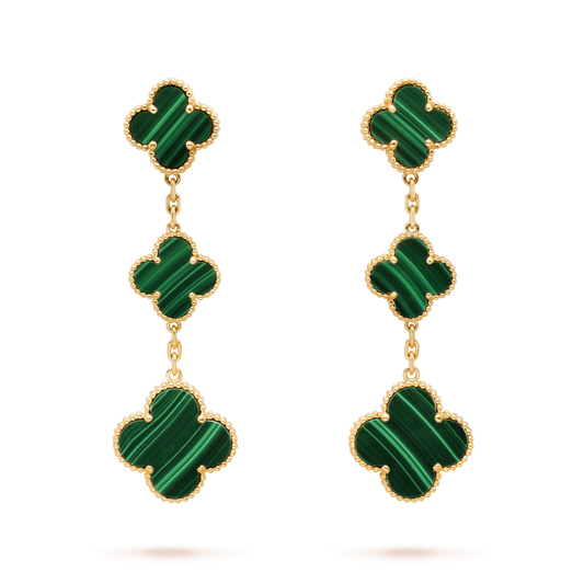 [Stellar Jewelry]CLOVER MALACHITE 3 MOTIFS GOLD