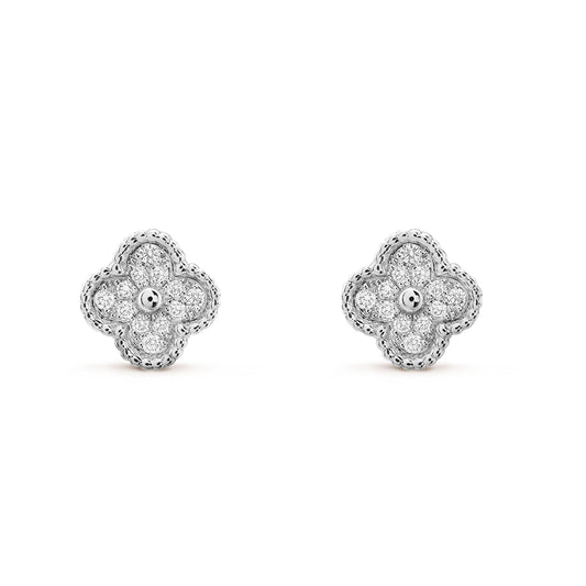 [Stellar Jewelry]CLOVER MINI DIAMOND STUD EARRINGS