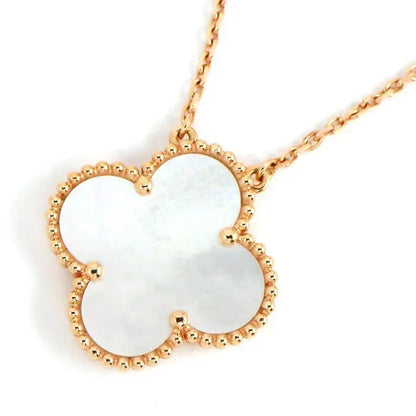 [Stellar Jewelry]CLOVER 15MM WHITE MOTHER-OF-PEARL GOLD NECKLACE