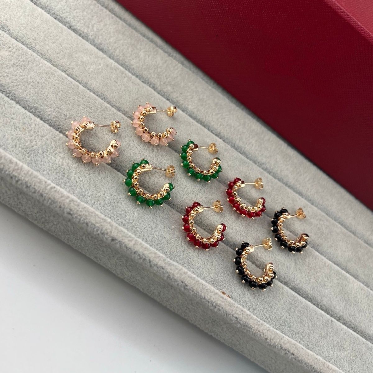 [Stellar Jewelry]NEW COLORED GEMSTONE COLLECTION SMALL HOOP EARRINGS