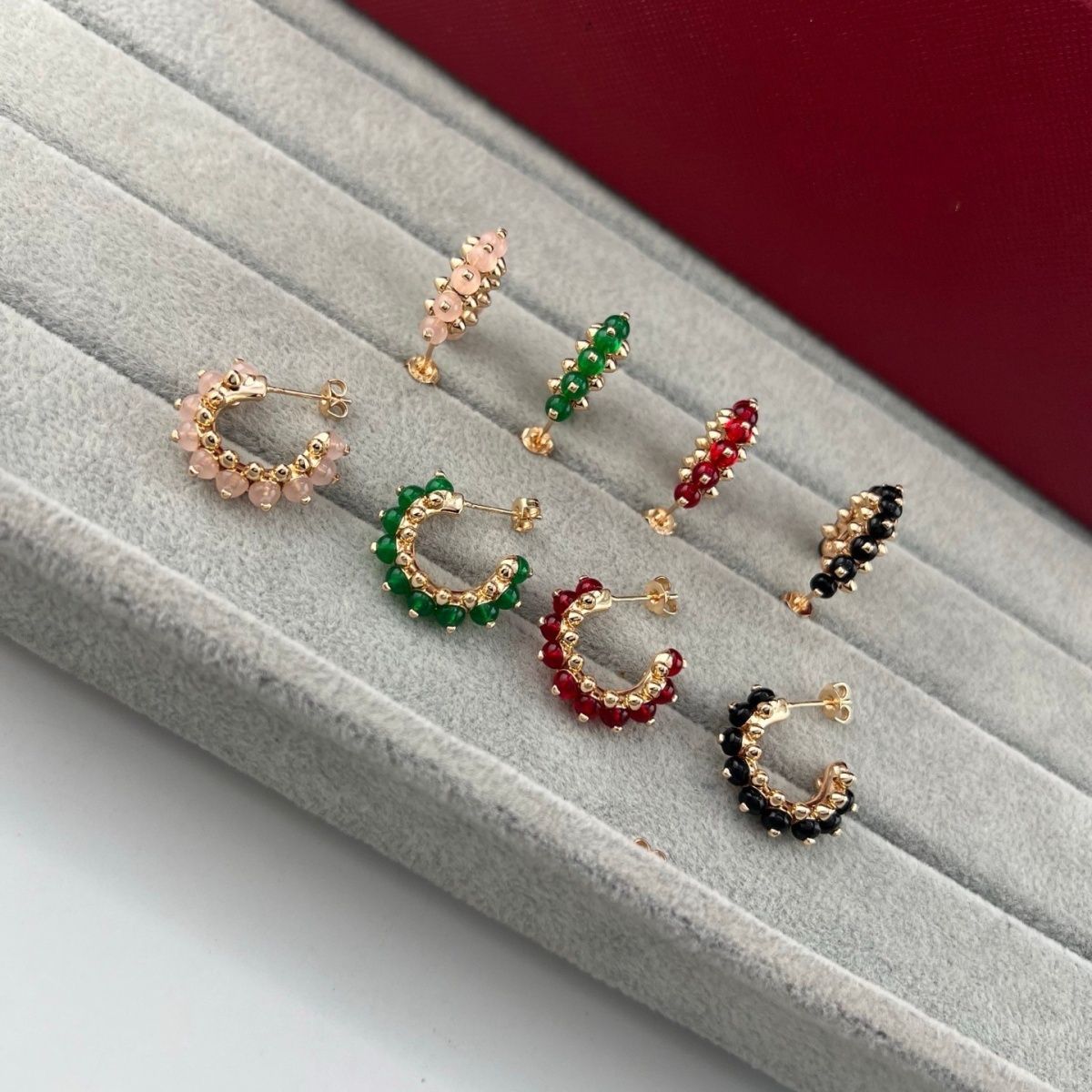 [Stellar Jewelry]NEW COLORED GEMSTONE COLLECTION SMALL HOOP EARRINGS