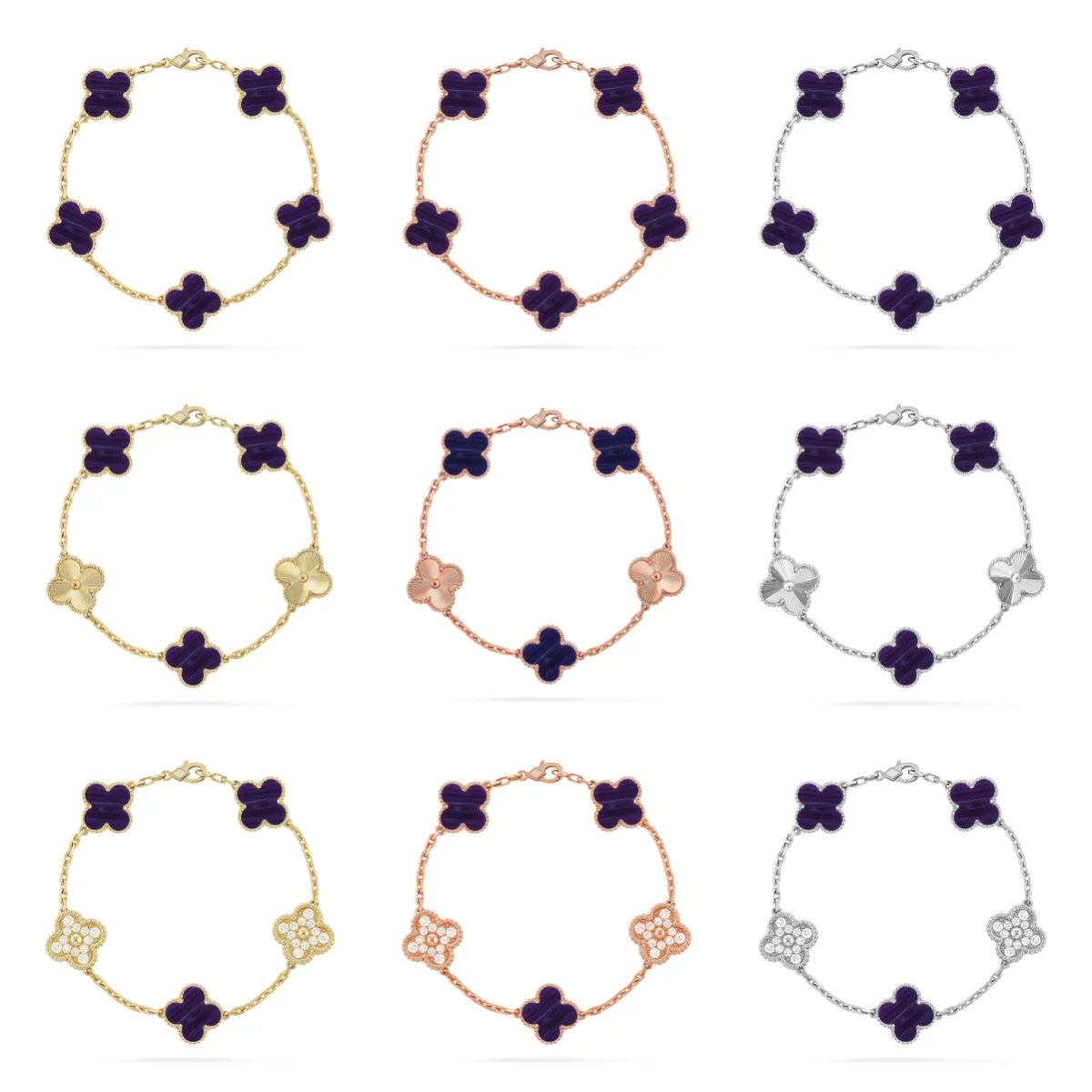 [Stellar Jewelry]CLOVER 5 MOTIF PURPLE STRIPES BRACELET COLLECTION