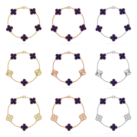 [Stellar Jewelry]CLOVER 5 MOTIF PURPLE STRIPES BRACELET COLLECTION