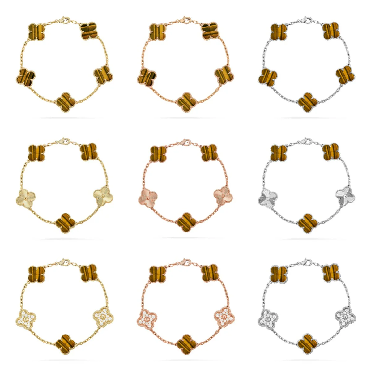 [Stellar Jewelry] CLOVER 5 MOTIFS TIGER EYE BRACELET COLLECTION