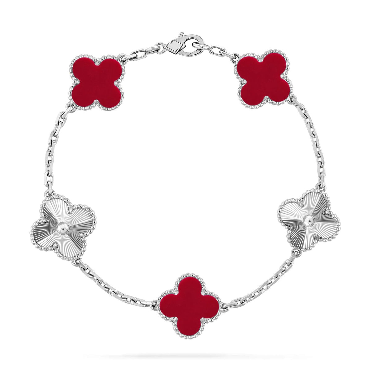 [Stellar Jewelry] CLOVER 5 MOTIF RED CORNELIAN BRACELET COLLECTION