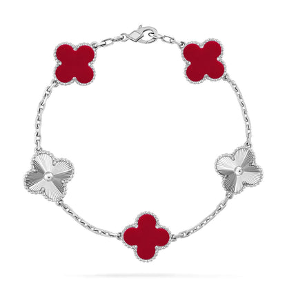 [Stellar Jewelry] CLOVER 5 MOTIF RED CORNELIAN BRACELET COLLECTION