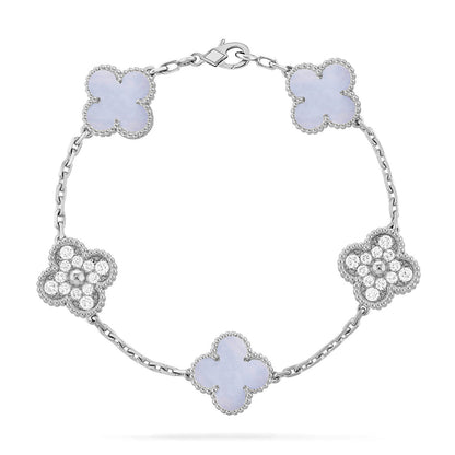 [Stellar Jewelry] CLOVER 5 MOTIF PURPLE CHALCEDONY BRACELET COLLECTION