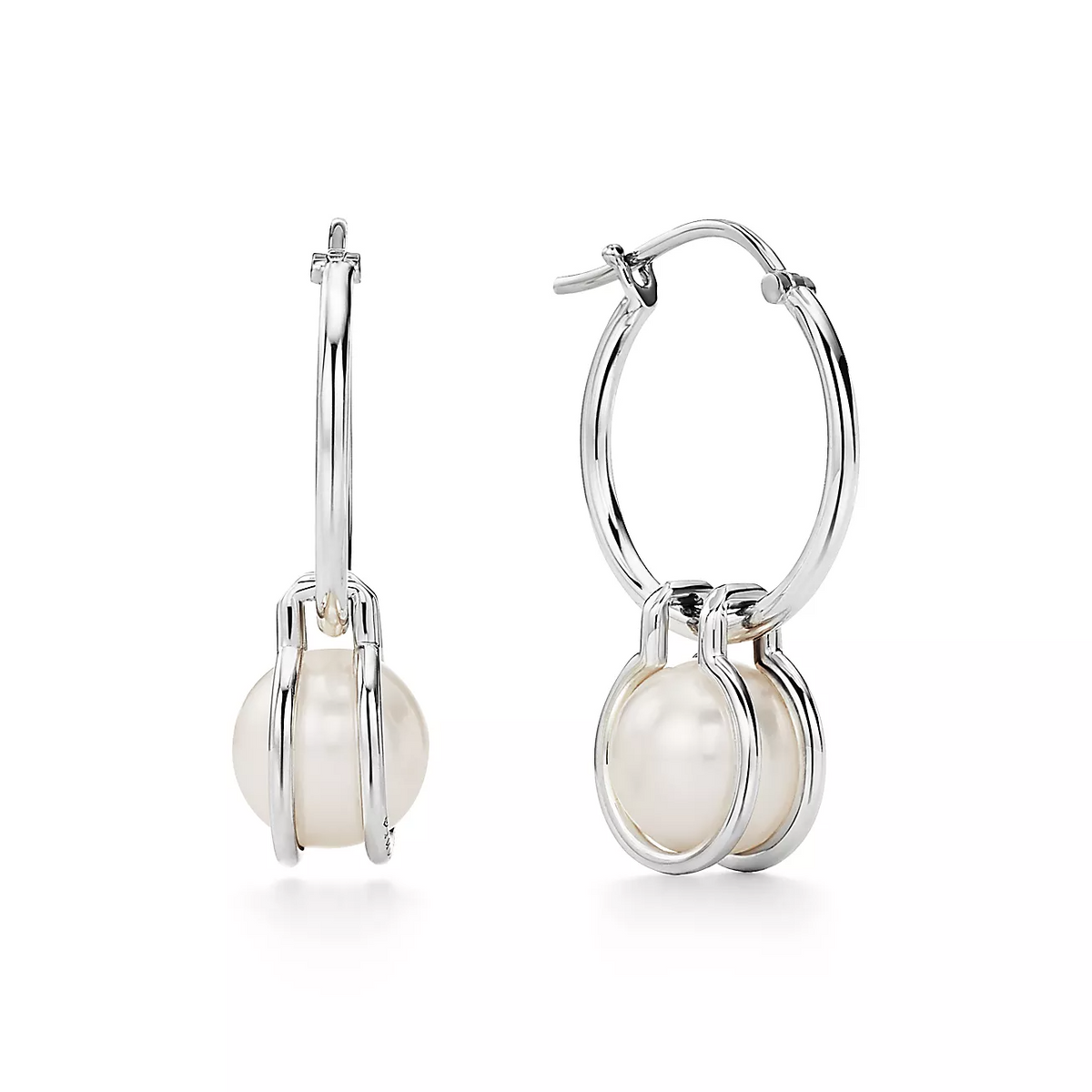 [Stellar jewels]PEARL HOOP SILVER EARRINGS