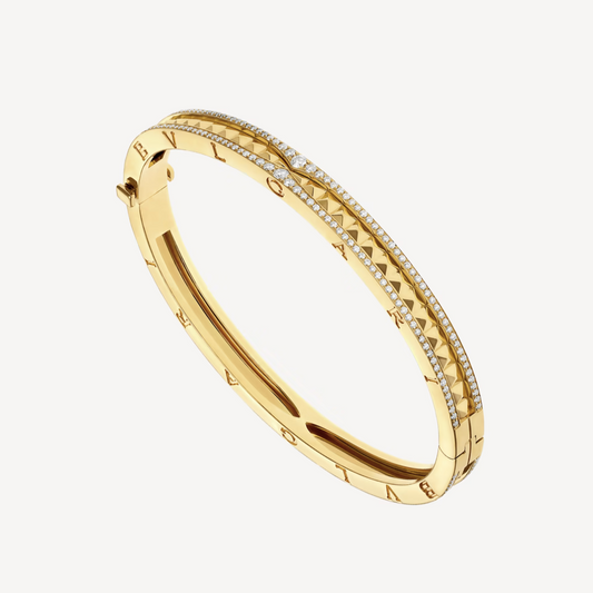 [Stellar Jewelry]ZERO 1 SPIRAL AND PAVED DIAMOND GOLD BRACELET