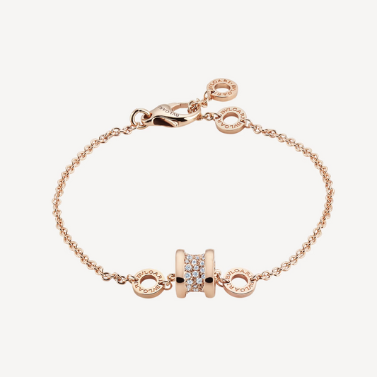 [Stellar Jewelry]ZERO 1 SOFT PINK GOLD WITH PAVED DIAMONDS ON THE SPIRAL BRACELET
