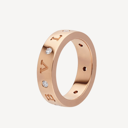 [Stellar Jewelry]ZERO 1 ESSENTIAL PINK GOLD BAND WITH DIAMONDS RING