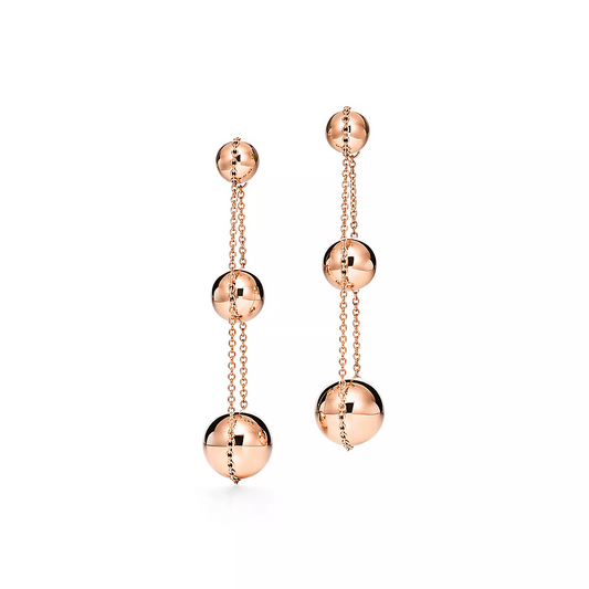[Stellar jewels]TRIPLE DROP PINK GOLD EARRINGS