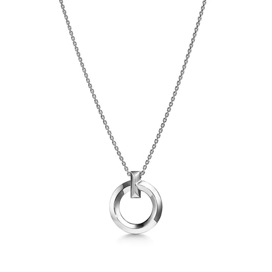 [Stellar jewels]T CIRCLE PENDENT SILVER NECKLACE