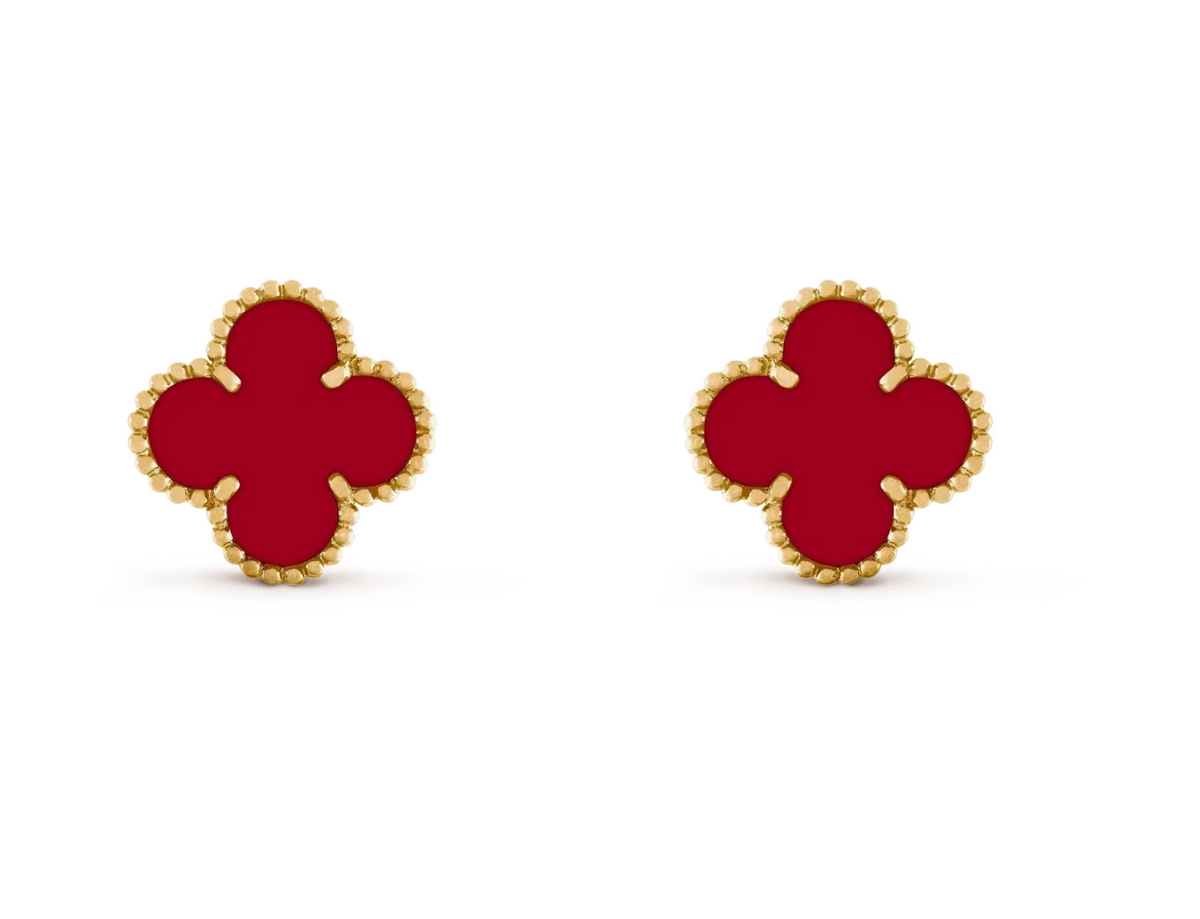 [Stellar Jewelry] CLOVER 20MM RED AGATE EARRINGS
