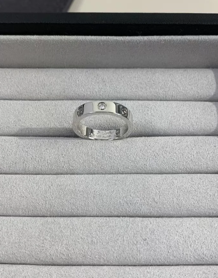 [Stellar Jewelry]LOVE RING 4MM 1 DIAMOND SILVER
