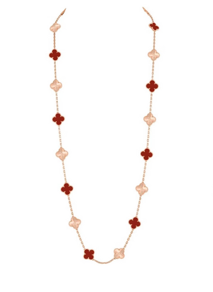 [Stellar Jewelry]CLOVER 20 MOTIFS LASER CARNELIAN NECKLACE
