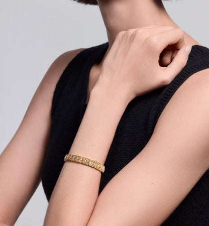 [Stellar Jewelry]2026 WOVEN-PATTERN BRACELET SET WITH FULL DIAMOND INLAY THREE-COLORS