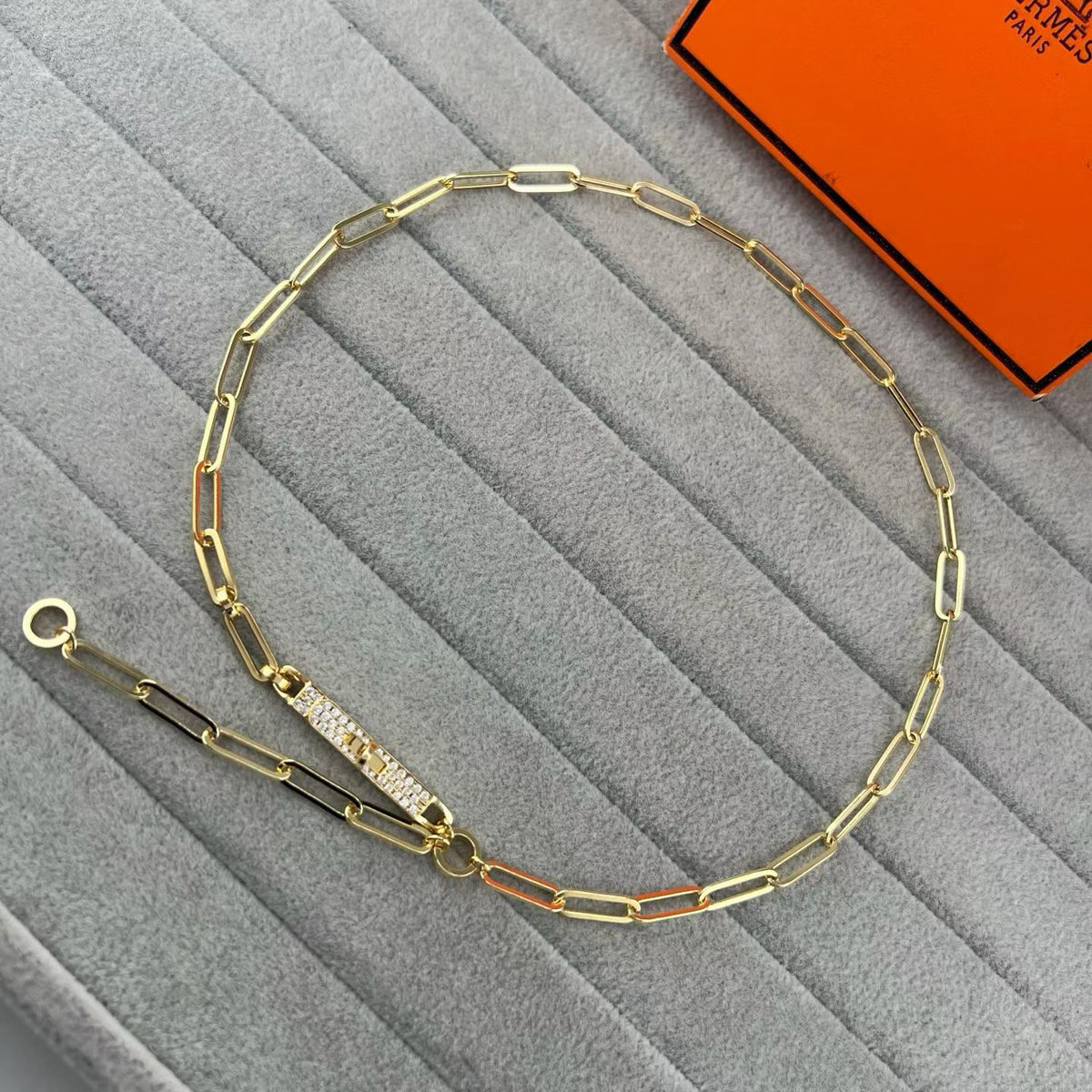 [Stellar Jewelry]FULL PAVE PIG NOSE CLASP NECKLACE