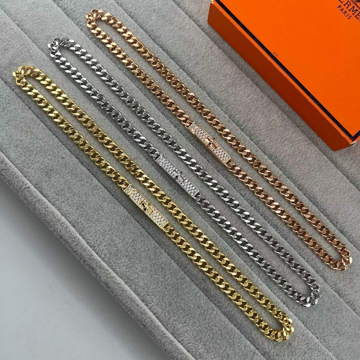 [Stellar Jewelry]FULL PAVE PIG NOSE BELT NECKLACE
