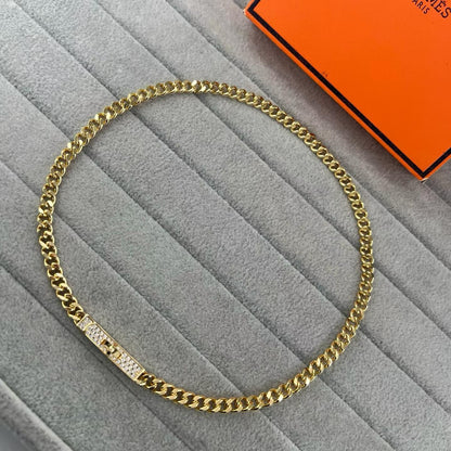 [Stellar Jewelry]FULL PAVE PIG NOSE BELT NECKLACE