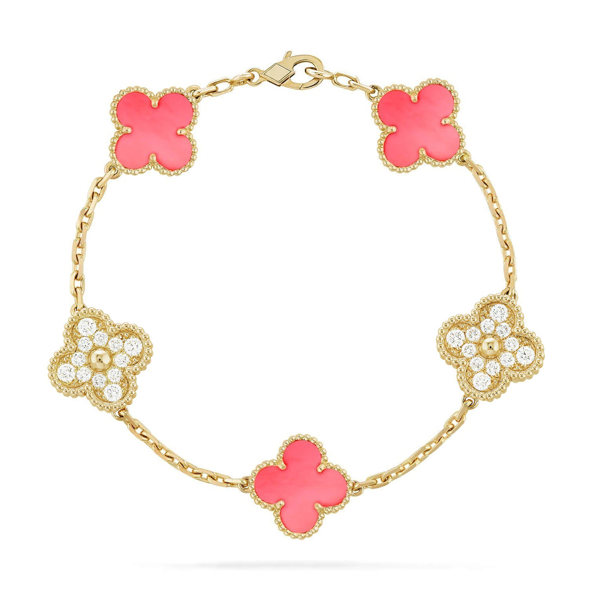 [Stellar Jewelry] CLOVER 5 MOTIFS  PINK MOP BRACELET COLLECTION