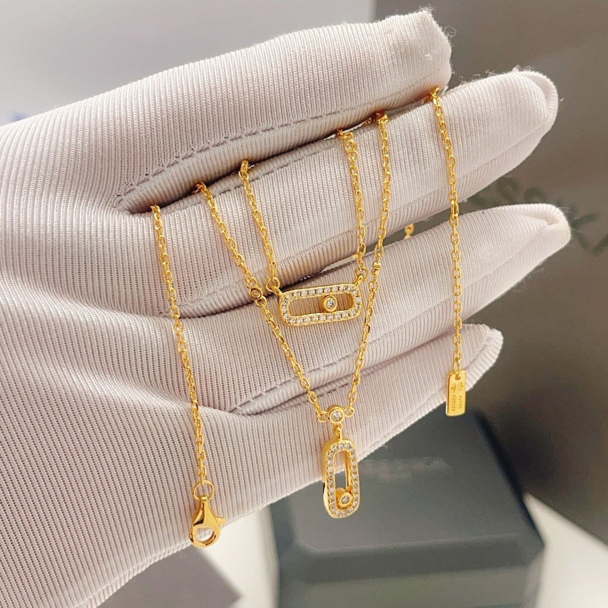 [Stellar Jewelry]MOVE 2 ROW DIAMOND NECKLACE