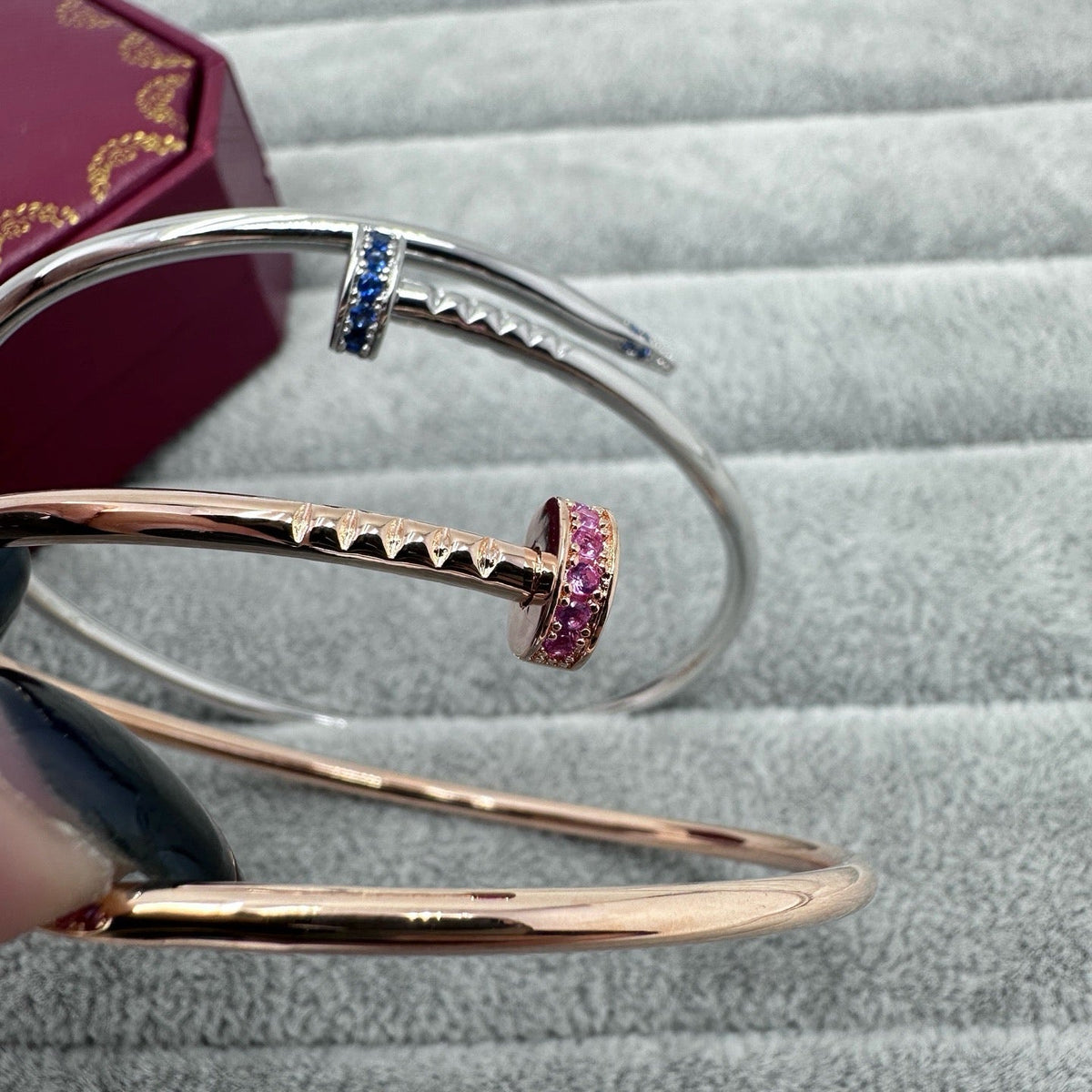[Stellar Jewelry]JUSTE BRACELET 2.5MM PINK STONES AT BOTH ENDS