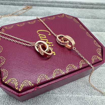 [Stellar Jewelry]LOVE DOUBLE PINK STONES RING BRACELET