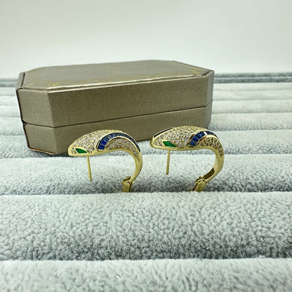 [Stellar Jewelry]FULL STONE TWO-TONE SNAKE EARRING STUDS