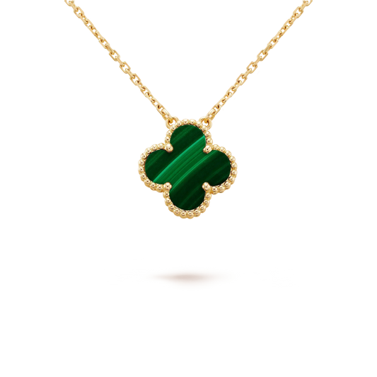 [Stellar Jewelry]CLOVER 15MM MALACHITE SINGLE FLOWER  NECKLACE