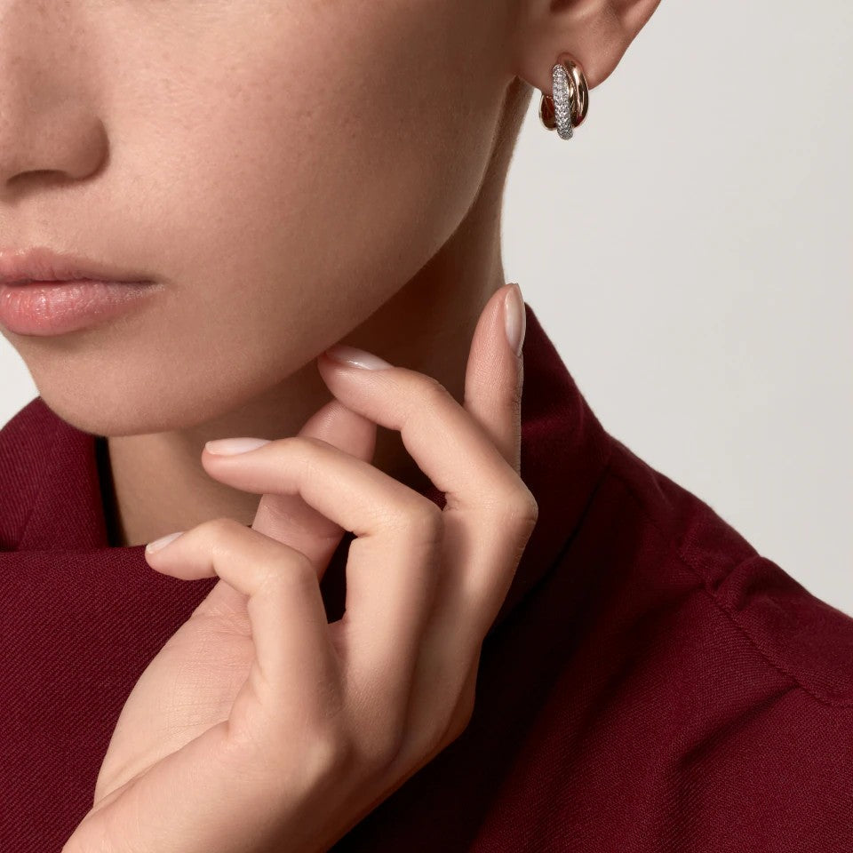 [Stellar Jewelry]TRINITY HALF DIAMOND  CLASSIC EARRINGS
