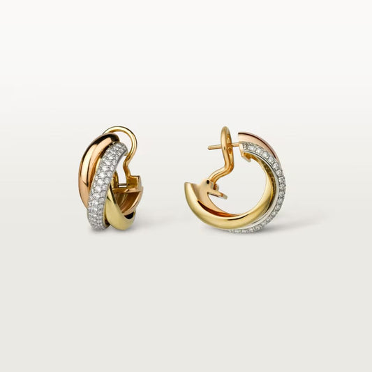 [Stellar Jewelry]TRINITY HALF DIAMOND  CLASSIC EARRINGS