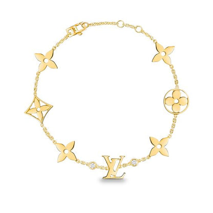 [Stellar Jewelry]STAR AND SUN 7 MOTIFS GOLD BRACELET