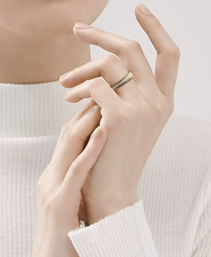 [Stellar jewels]ROPE TWO-ROW GOLD DIAMOND RING