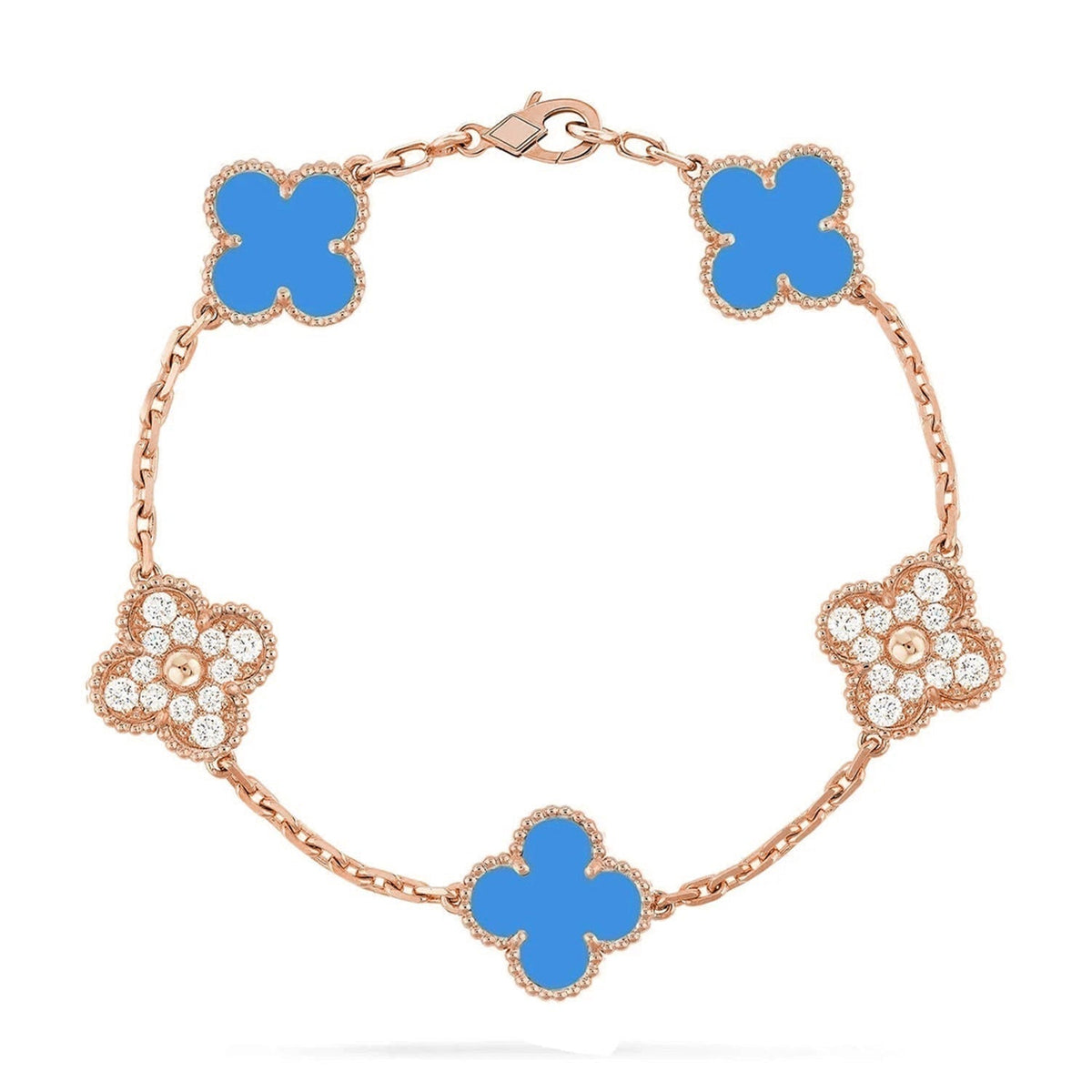 [Stellar Jewelry] CLOVER 5 MOTIF BLUE AGATE BRACELET COLLECTION