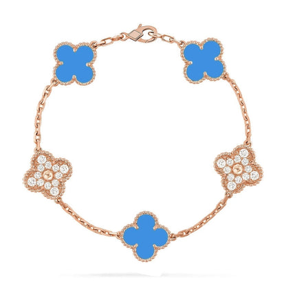 [Stellar Jewelry] CLOVER 5 MOTIF BLUE AGATE BRACELET COLLECTION