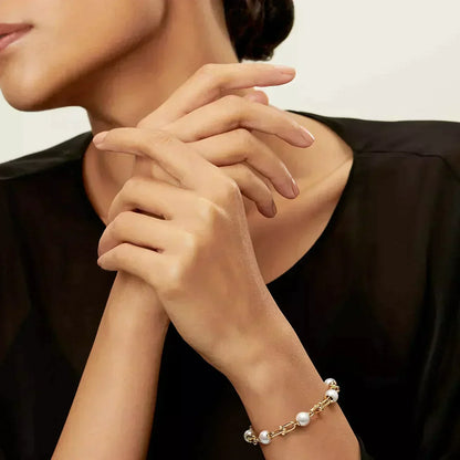 [Stellar jewels]LINK BRACELET GOLD WITH FRESHWATER PEARLS