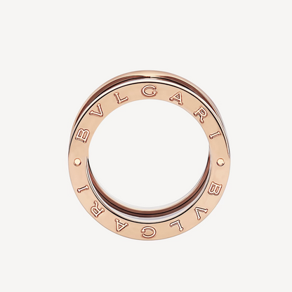 [Stellar Jewelry]ZERO 1 FOUR-BAND LOOPS AND BLACK CERAMIC SPIRAL PINK GOLD RING