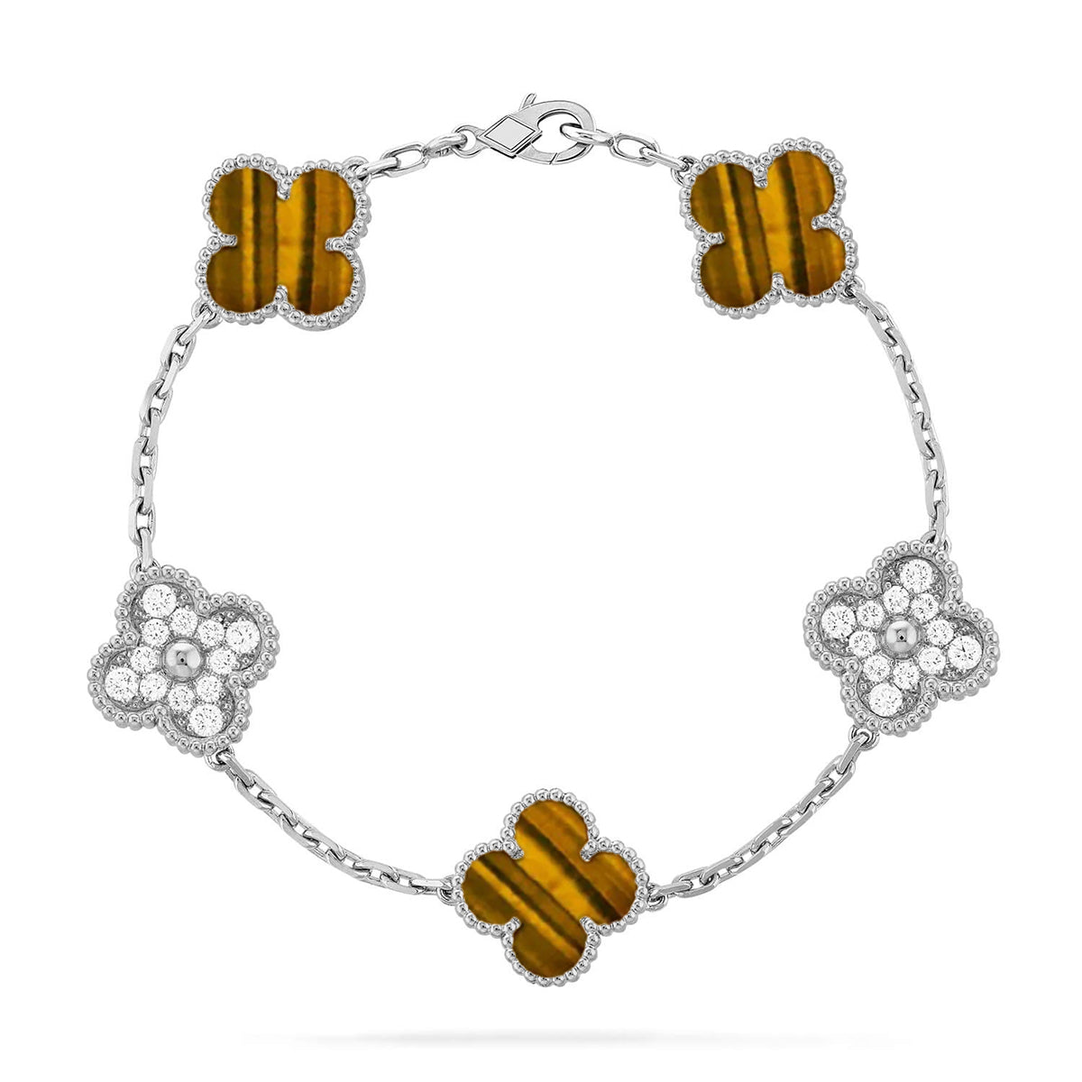 [Stellar Jewelry] CLOVER 5 MOTIFS TIGER EYE BRACELET COLLECTION
