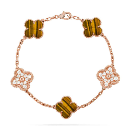 [Stellar Jewelry] CLOVER 5 MOTIFS TIGER EYE BRACELET COLLECTION