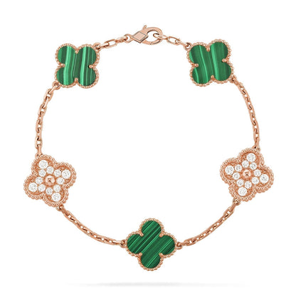 [Stellar Jewelry] CLOVER 5 MOTIF MALACHITE BRACELET COLLECTION