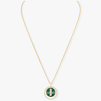 [Stellar Jewelry]LUCKY MOVE 3 DIAMOND MALACHITE GOLD DIAMOND NECKLACE
