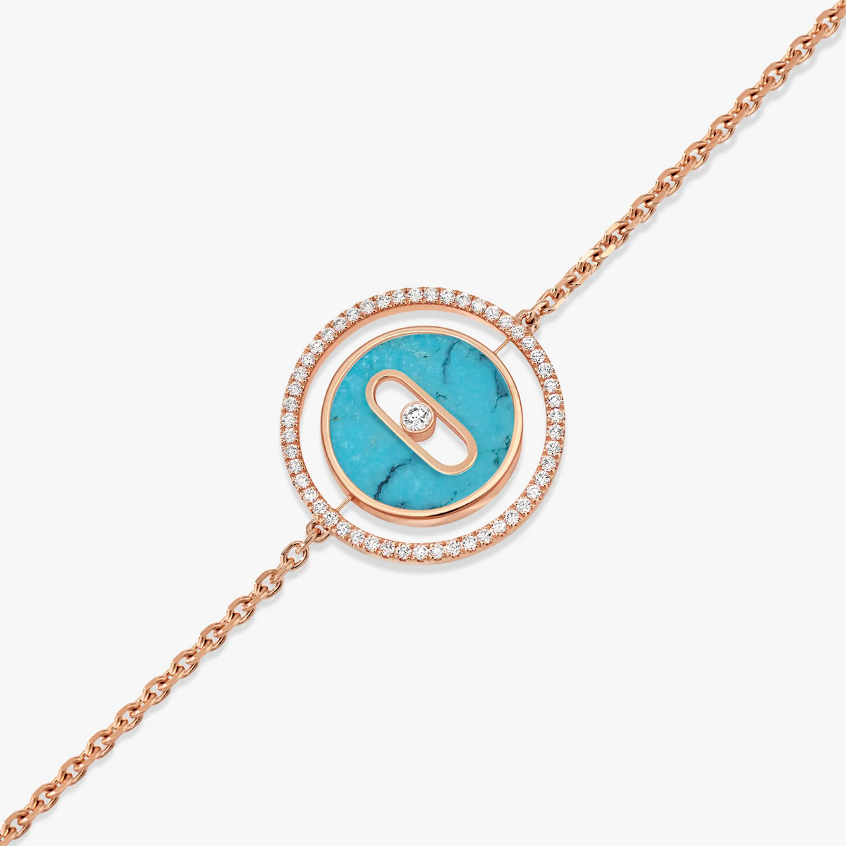 [Stellar Jewelry]LUCKY MOVE TURQUOISE PINK GOLD DIAMOND BRACELET(Adjustable)